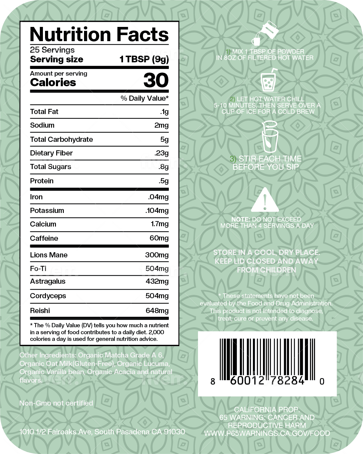 Miracle Mushroom Tea (Matcha Latte) 25-30 day